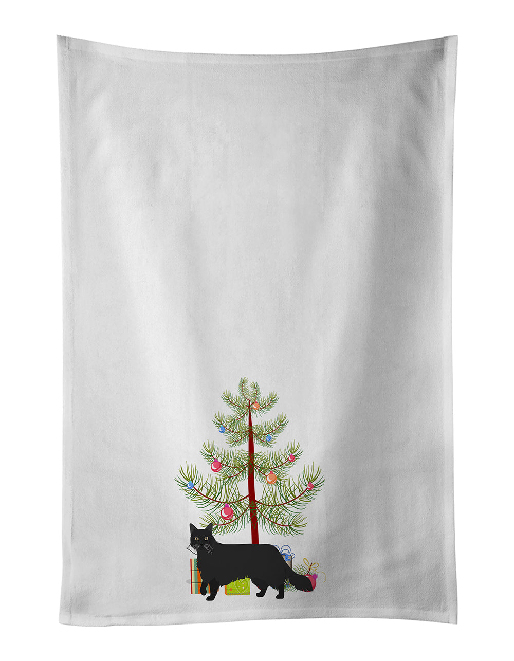 Black Chantilly Tiffany Cat Christmas Kitchen Towel Set of 2