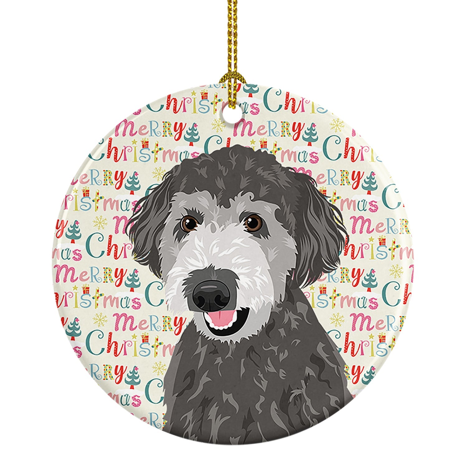 Doodle Silver #2 Christmas Ceramic Ornament