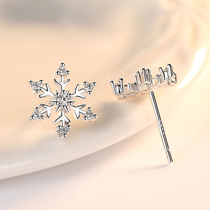 Silver Snowflake Earrings for Christmas