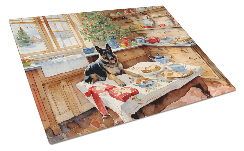 German Shepherd Christmas Cookies Glass Cutting Board