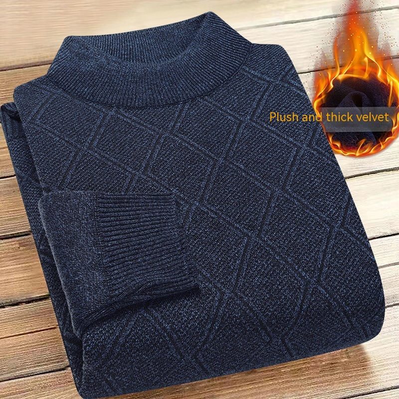 Men's Fleece-lined Sweater for Autumn and Winter