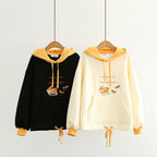 Cute Cartoon Dog Embroidery Thick Hooded Sweater