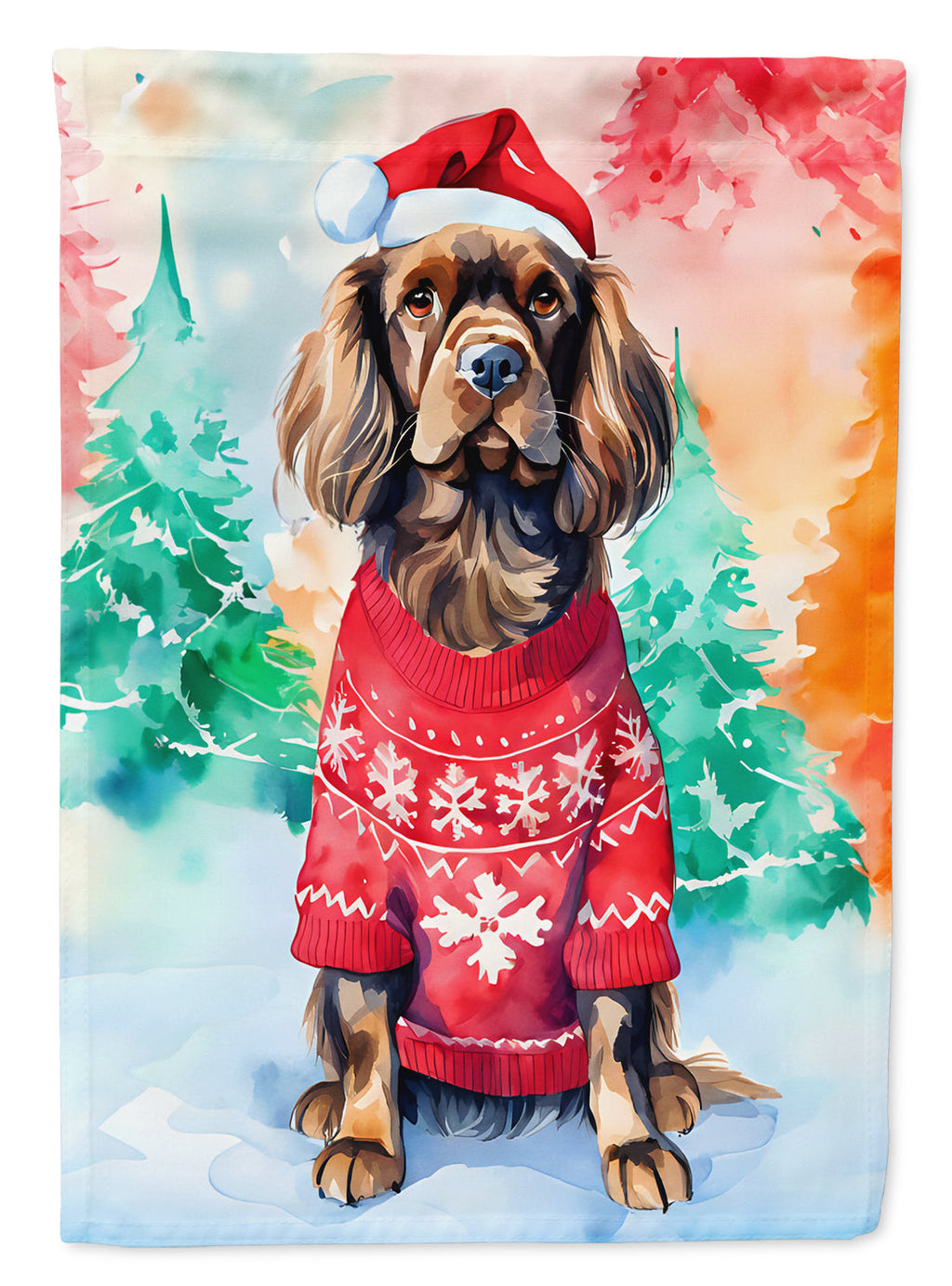 Sussex Spaniel Christmas House Flag