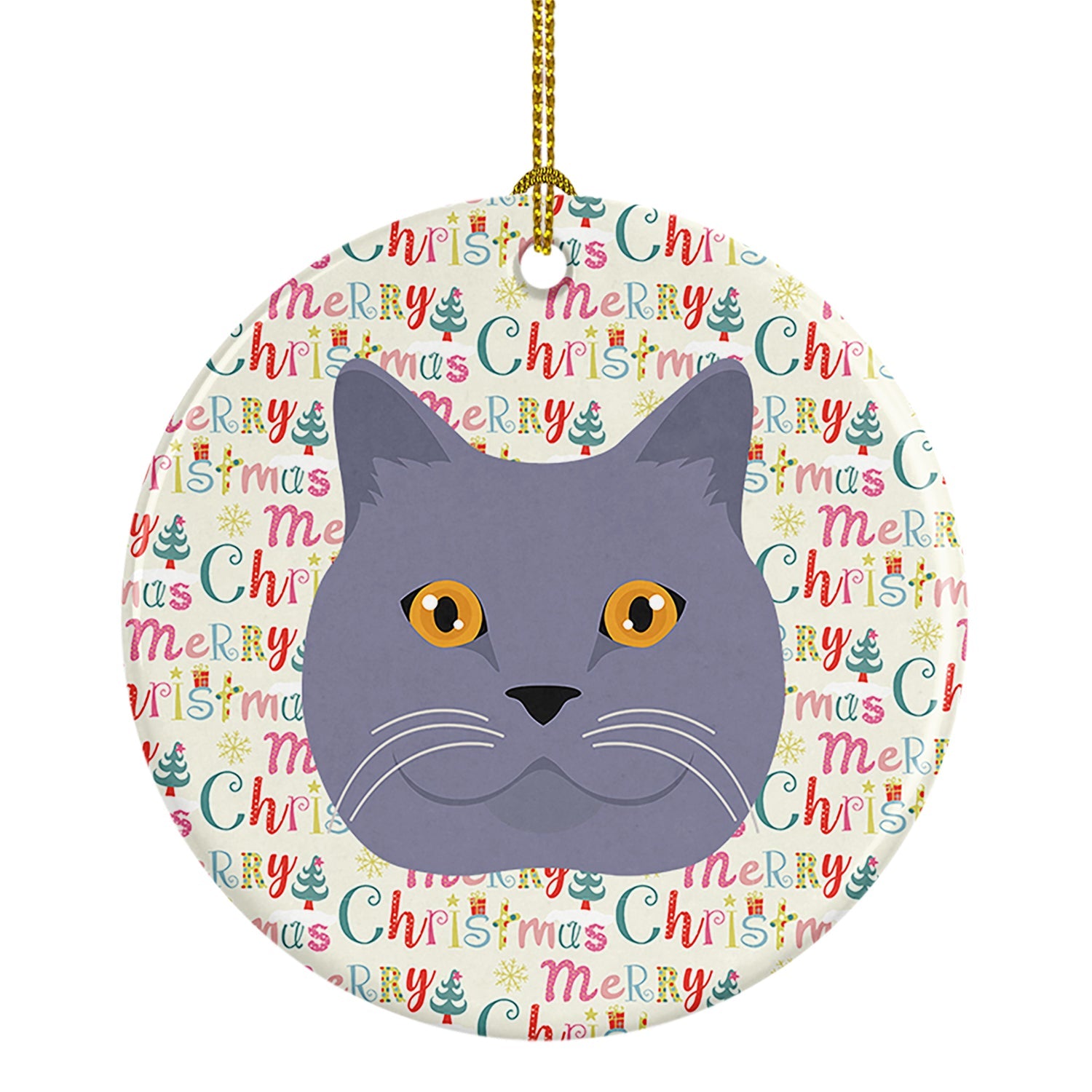British Shorthair Cat Christmas Ceramic Ornament