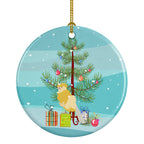 French Curly Canary Merry Christmas Ceramic Ornament