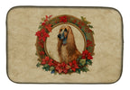 Afghan Hound Christmas Flowers Dish Drying Mat
