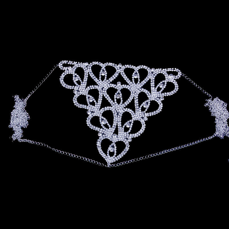 Rhinestone Body Chain Crotchless Panty