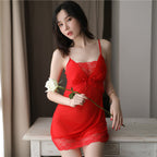 Sexy Mesh Lace Night Dress for Women - Sleeveless Nightwear