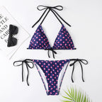 Dot Print Triangle Tie-Side Bikini Set