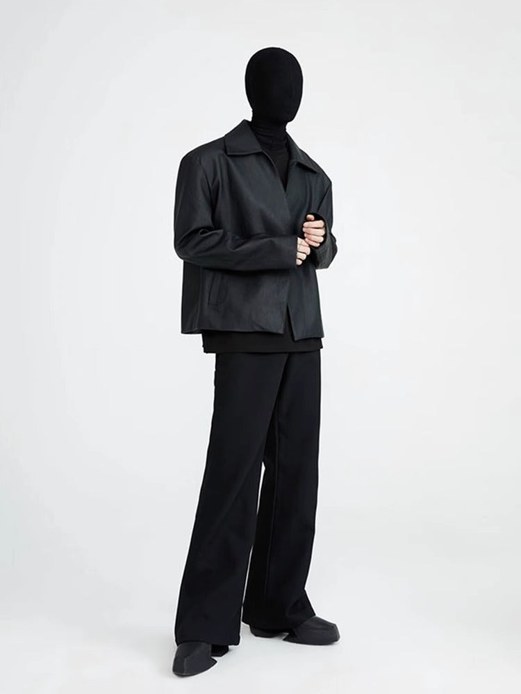 Minimalist PU Leather Jacket for Men - Spring/Fall 2024