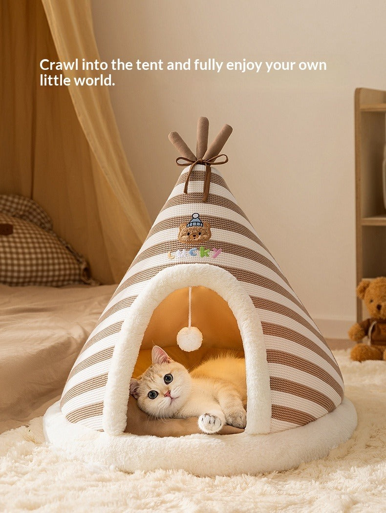 Knitted Round Warm Santa Pet Bed