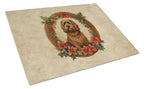 Briard Christmas Flowers Glass Cutting Board