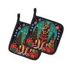German Shepherd Christmas Pair of Pot Holders