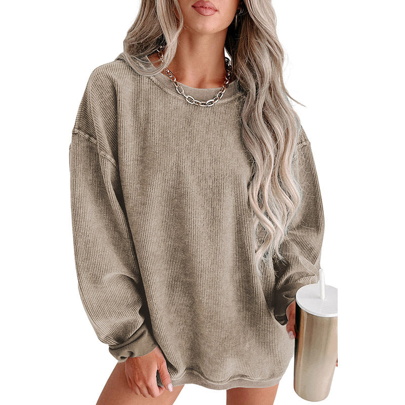 Oversized Solid Color Pullover in Leisure Style | Streetwear