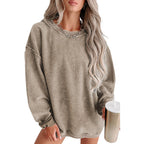 Oversized Solid Color Pullover in Leisure Style | Streetwear