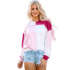 European American Women's Color Stitching Hoodie | Streetwear