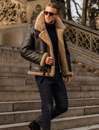 Dark Coffee Color Long Sleeve Fur Coat