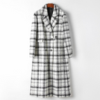 Mid-length Plaid Woolen Coat for Women