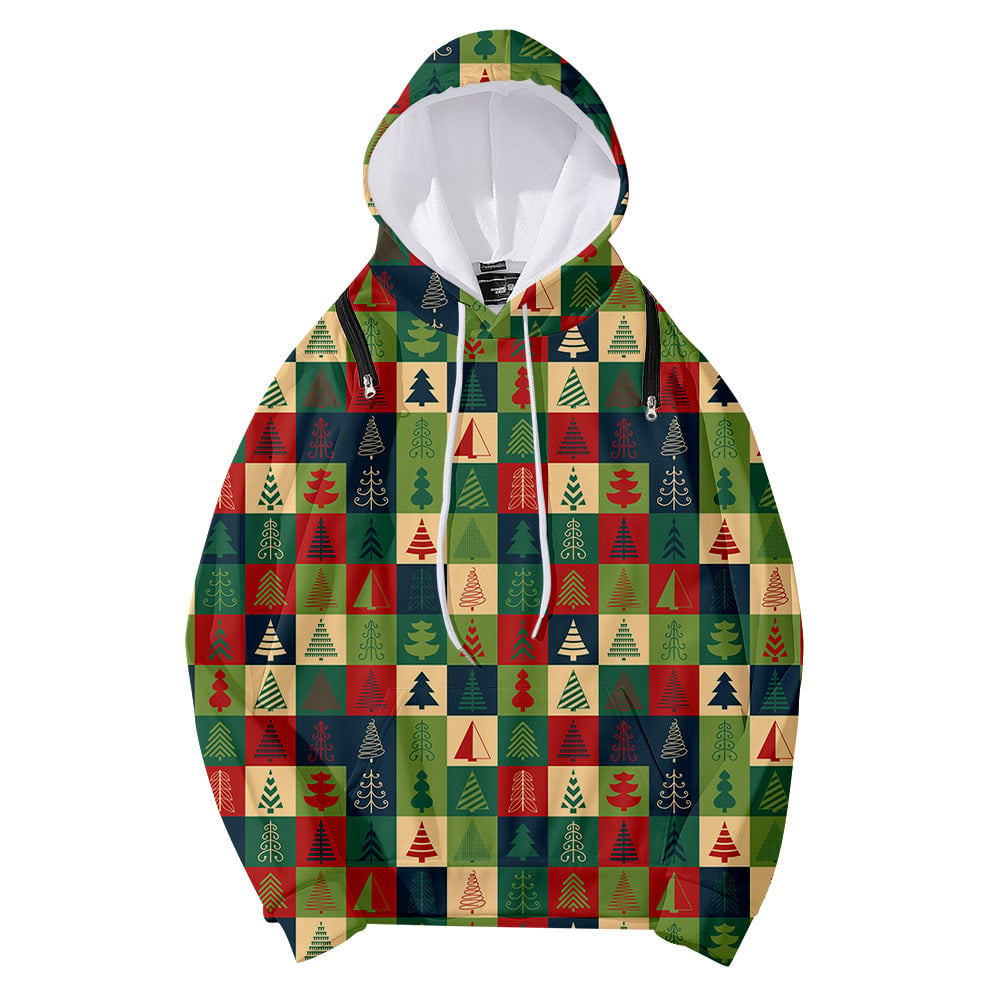 Christmas-Themed Loose Women's Sweater with Detachable Hood