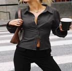 Lapel Breasted Cardigan Long Sleeve Shirt