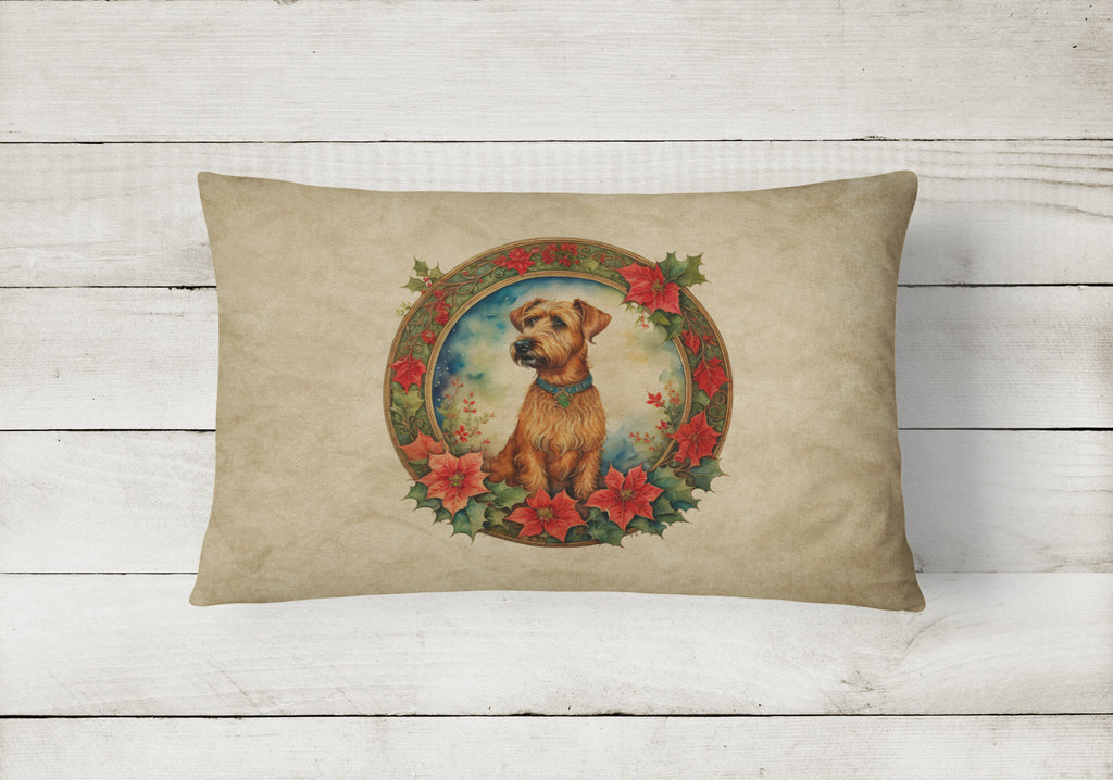 Irish Terrier Christmas Flowers Throw Pillow