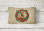 Irish Terrier Christmas Flowers Throw Pillow