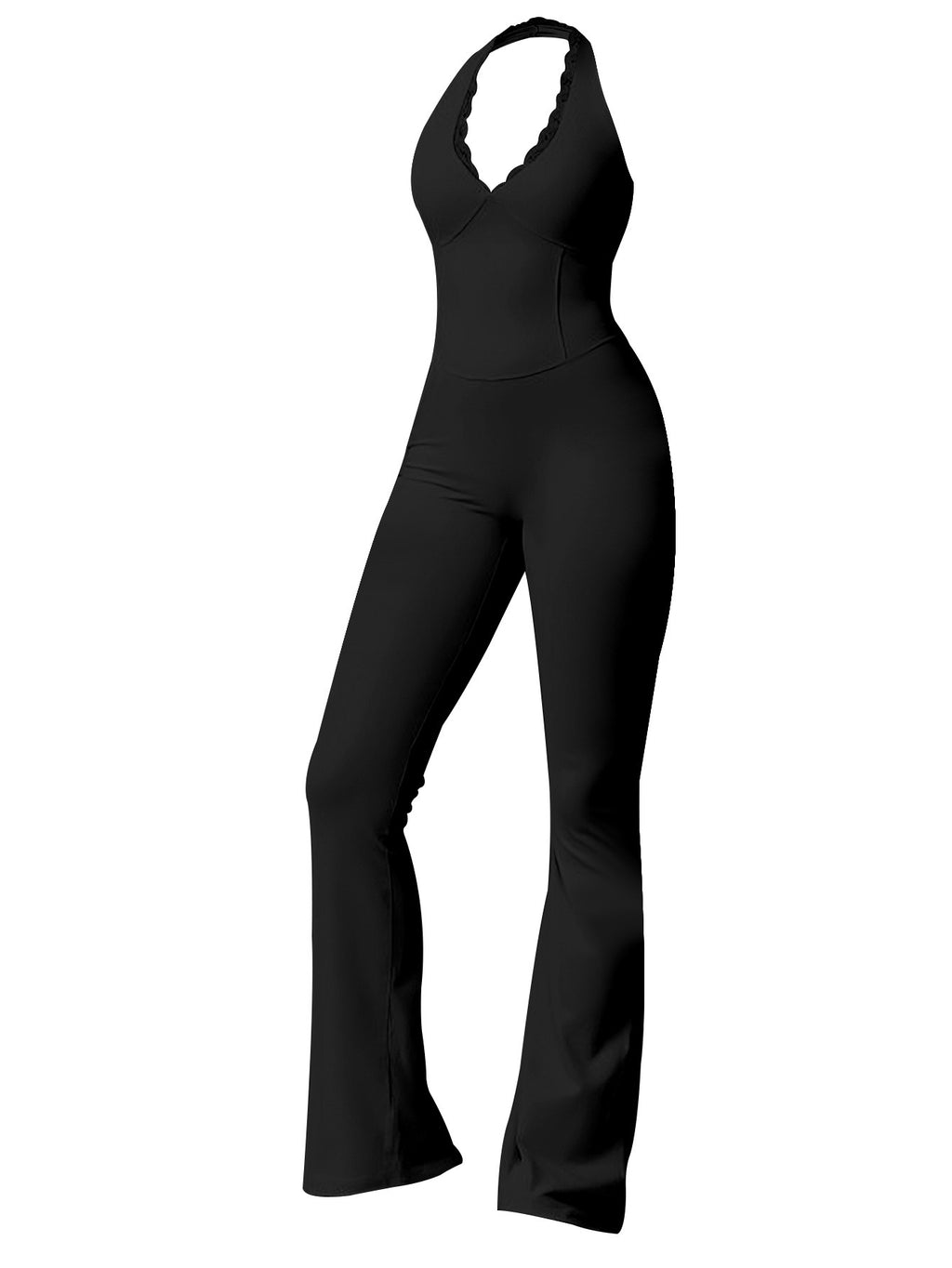 V-neck Lace Halter Yoga Bodysuit