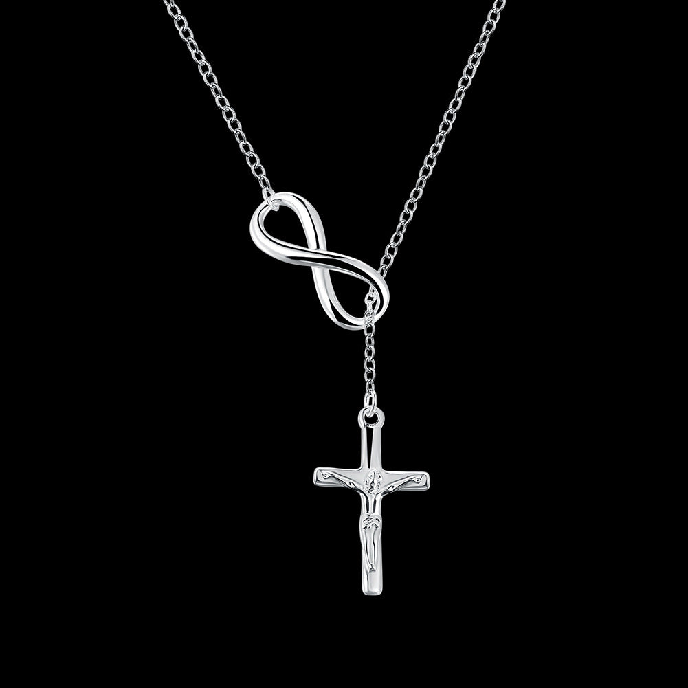 Infinity Cross Lariat Necklace
