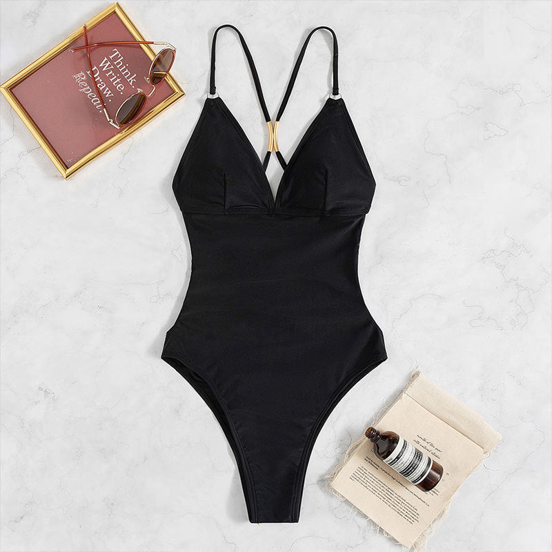 2024 New Women's V-Neck Slimming One-Piece Swimsuit