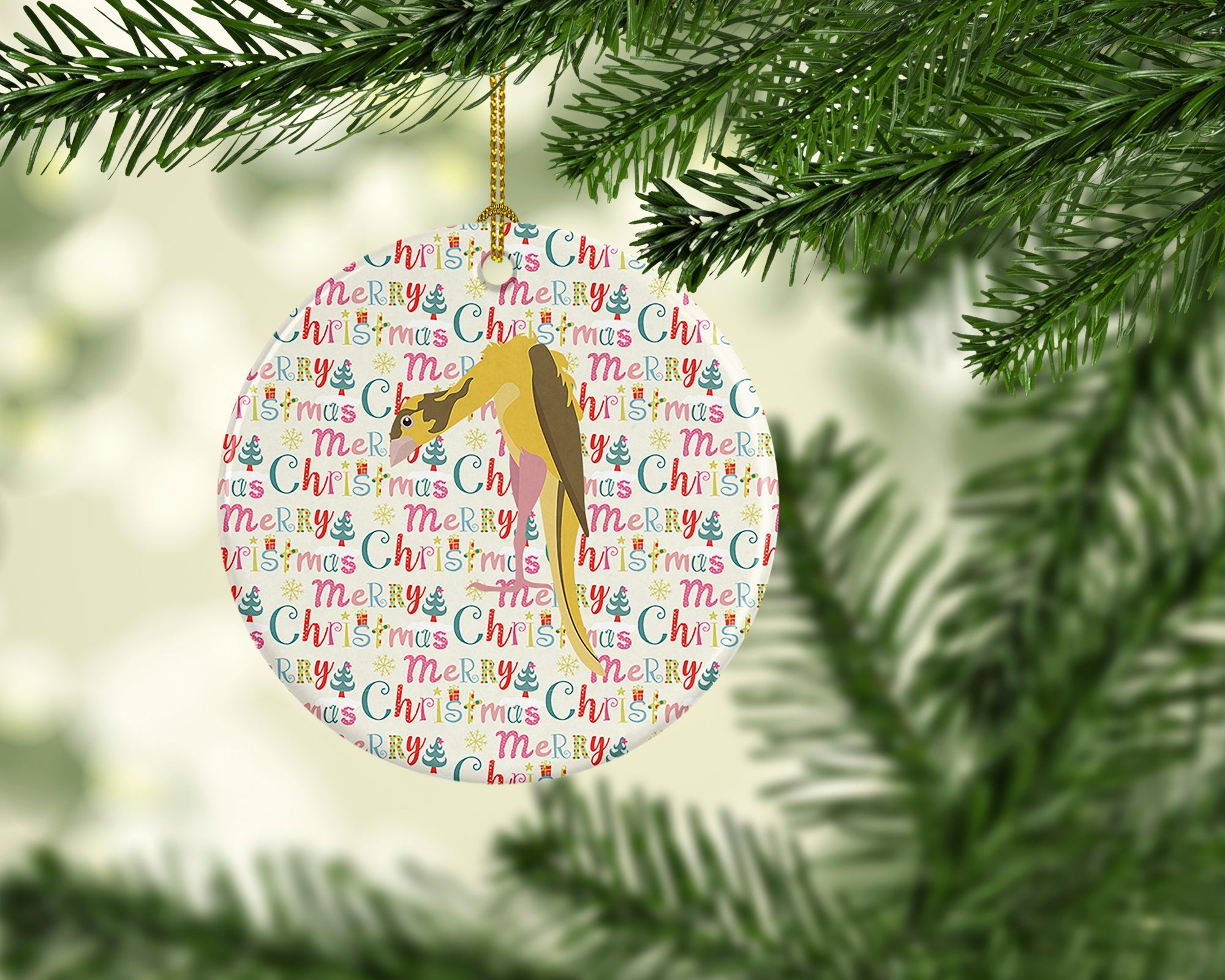 Jibso Canary Christmas Ceramic Ornament