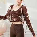 Breathable Mesh Yoga Set with Long Sleeve Coat & Bra