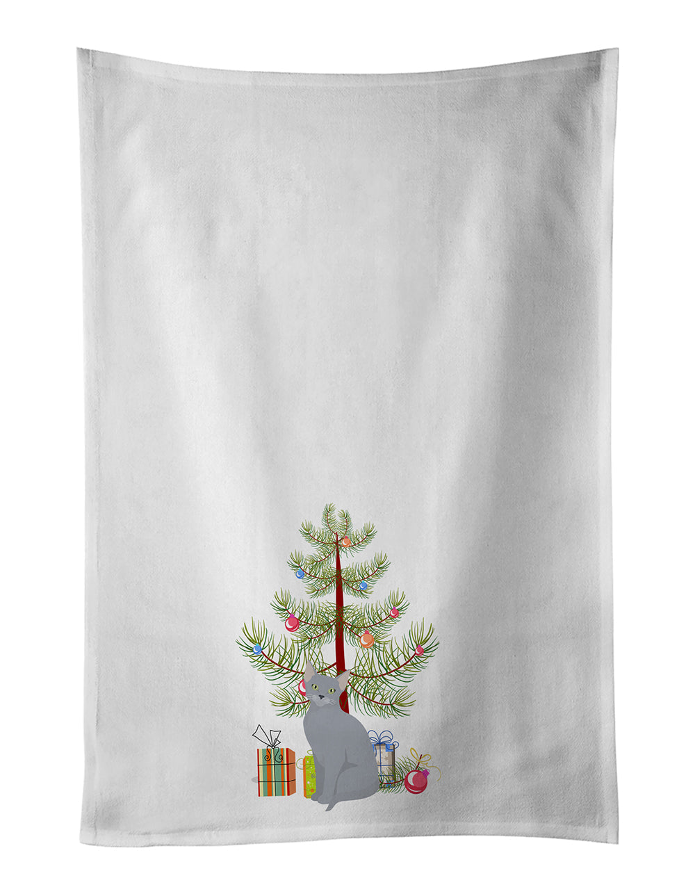 Russian Blue Cat Christmas Kitchen Towel Set of 2