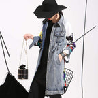 Women's Denim Trench Coat with Creative Design