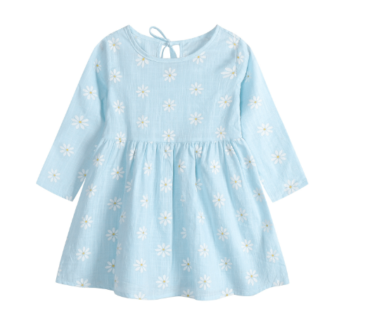 Floral Cotton Long Sleeve Dress for Children