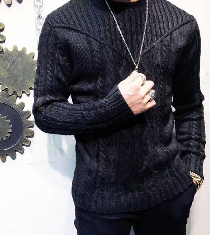 Men's Solid Color Round Neck Long Sleeve Sweater