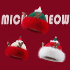 Knitted Plush Christmas Antlers Hat | Embroidered Cap