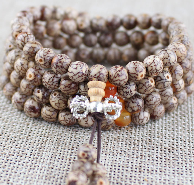 Tibetan Bodhi 108 Bead Star and Moon Prayer Bracelet