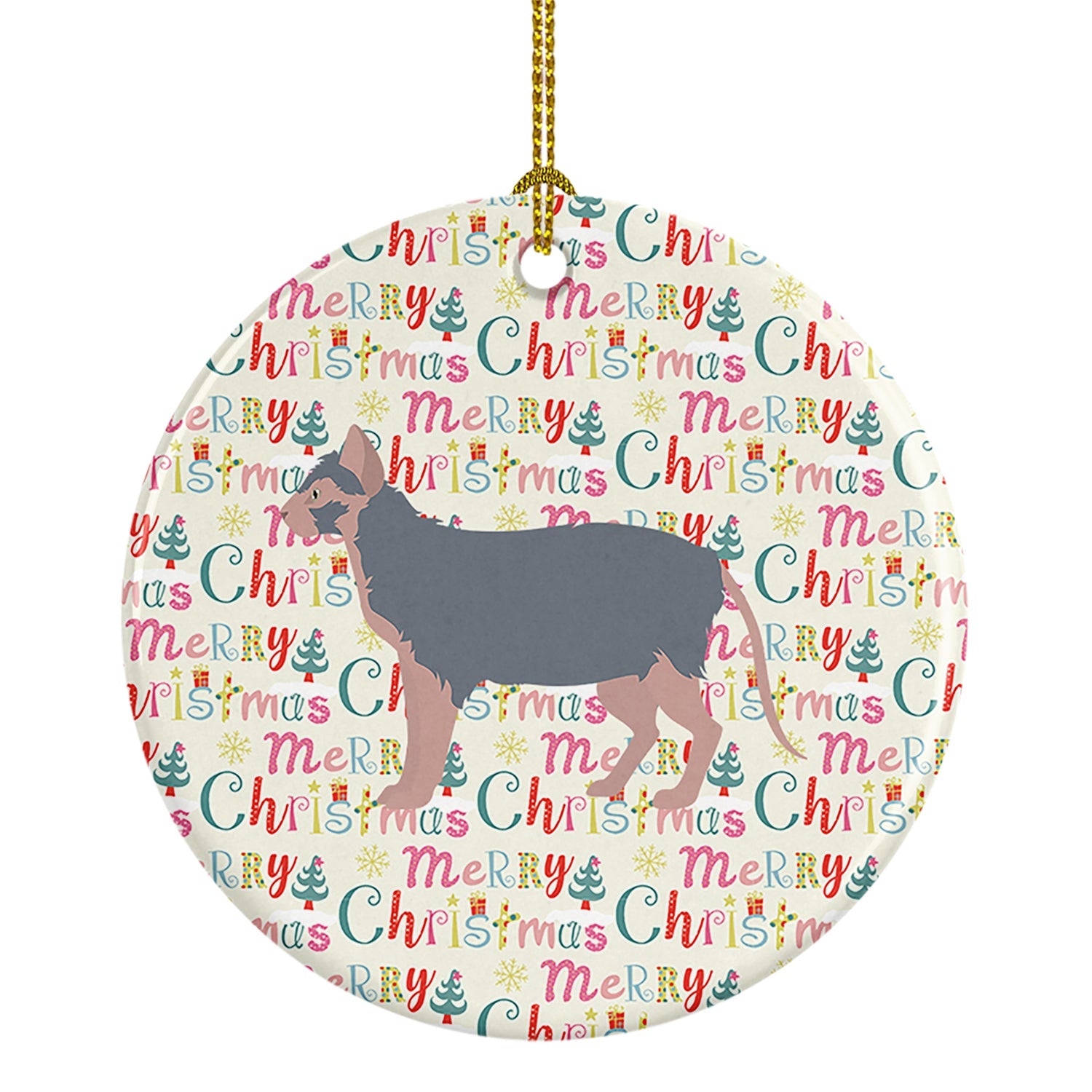 Lykoi #3 Cat Christmas Ceramic Ornament