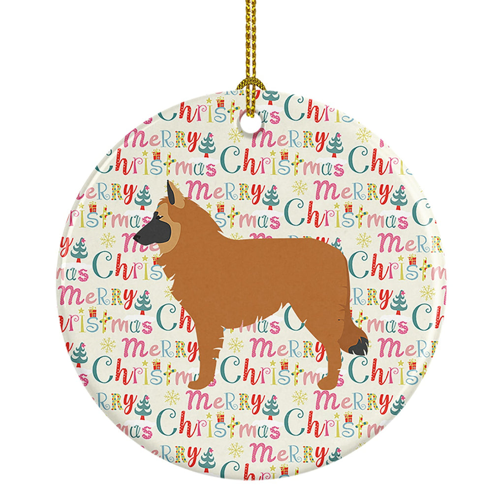 Belgian Shepherd Merry Christmas Ceramic Ornament