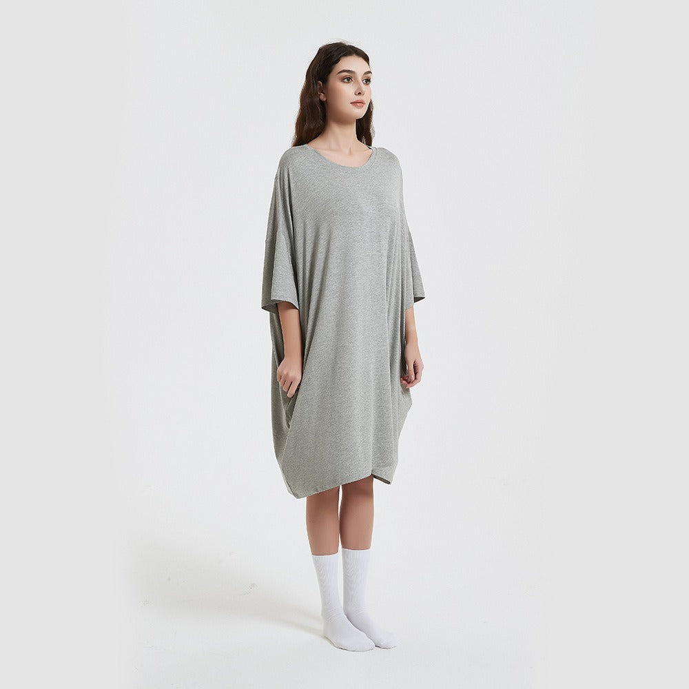 Short Sleeve Printed Cotton Nightgown for Women