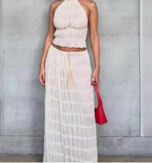 Chloe Halter Top and Elegant Chiffon Skirt (One Piece)