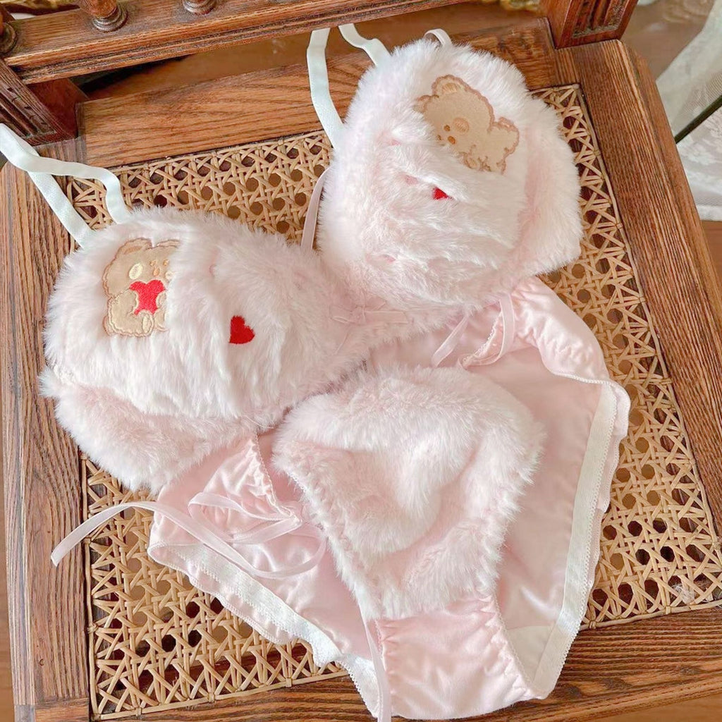 Cute Bear Plush Wireless Underwear Set