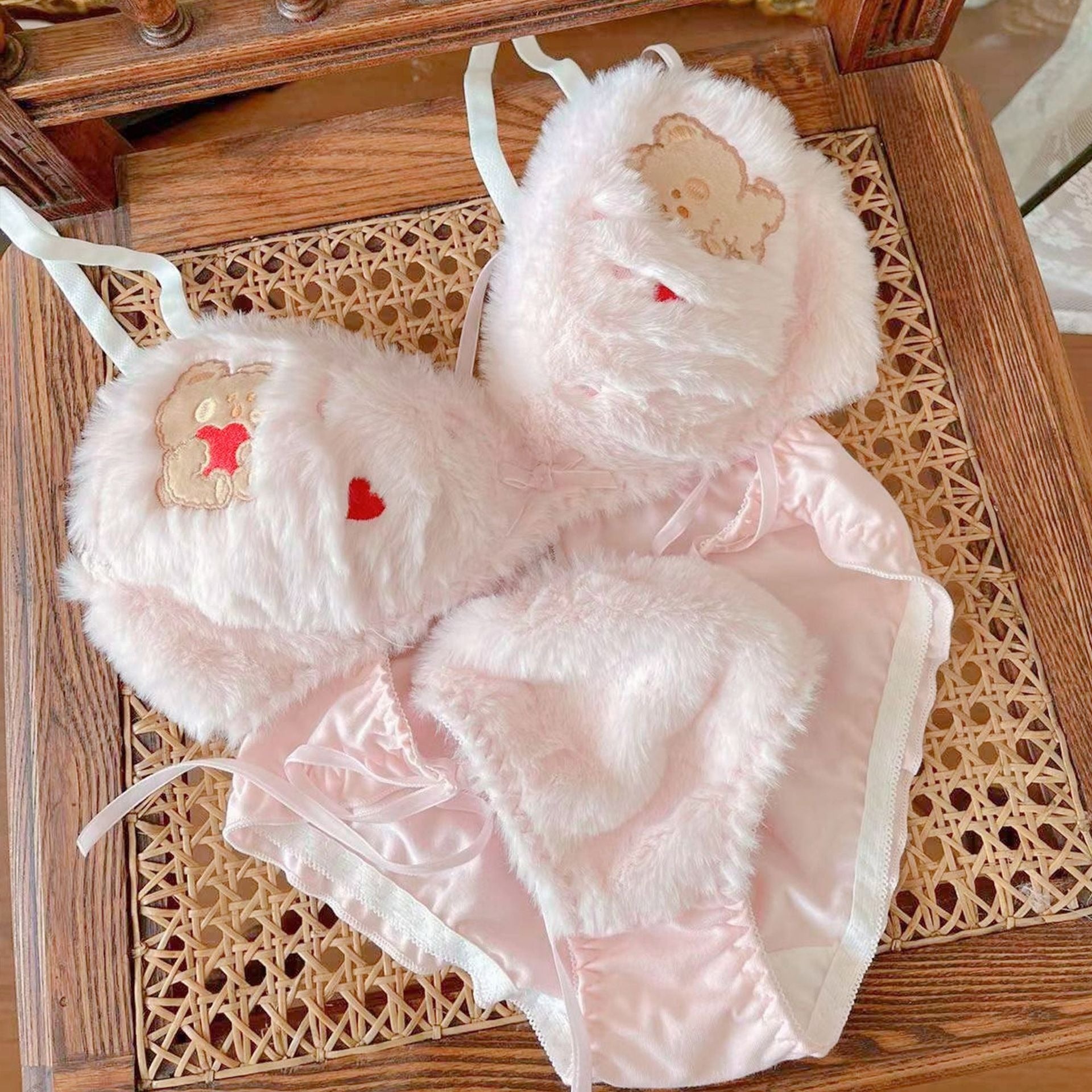 Cute Bear Plush Wireless Underwear Set