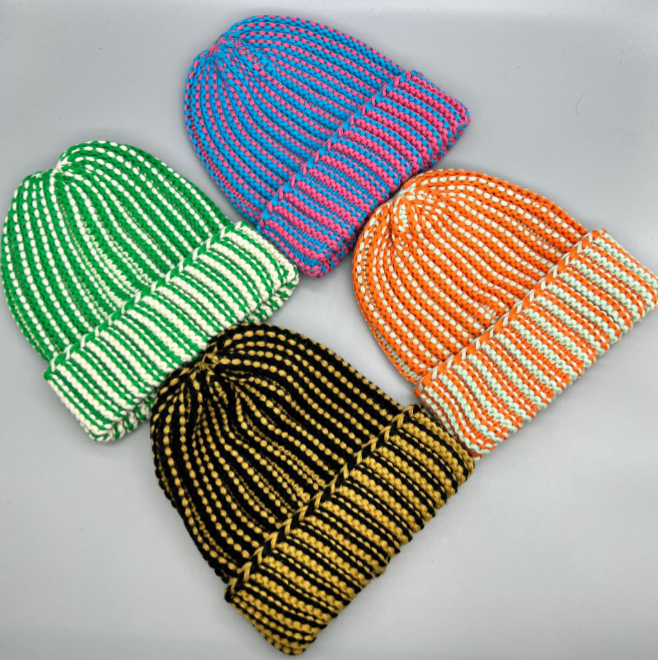Color Block Wool Hat for Autumn and Winter Ear Protection | Embroidered Cap