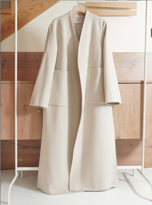 Loose Wool Gray Solid Color Coat for Commuters