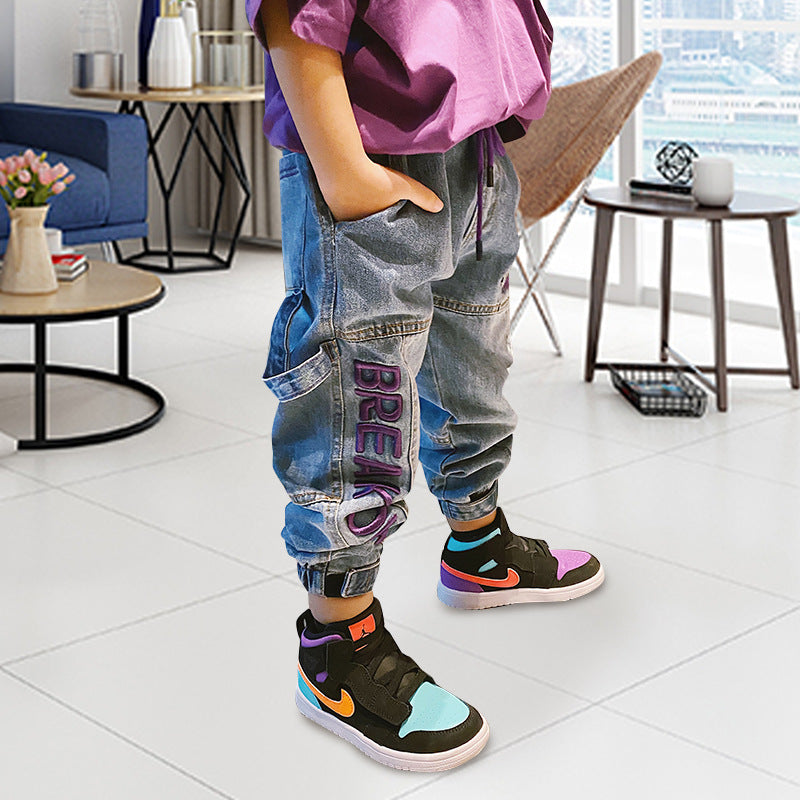 Children's Fleece-Backed Embroidered Trousers