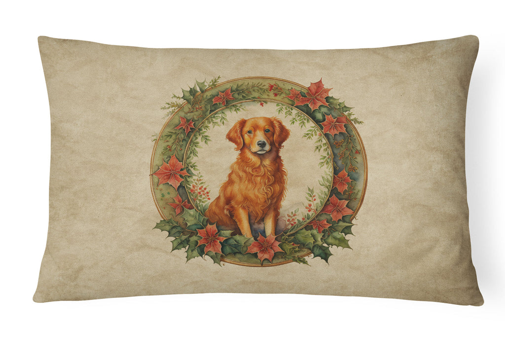 Nova Scotia Duck Tolling Retriever Christmas Flowers Throw Pillow