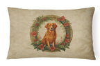 Nova Scotia Duck Tolling Retriever Christmas Flowers Throw Pillow