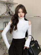 Slim Long Sleeve Turtleneck T-shirt for Women | Streetwear