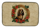 English Cocker Spaniel Christmas Flowers Dish Drying Mat